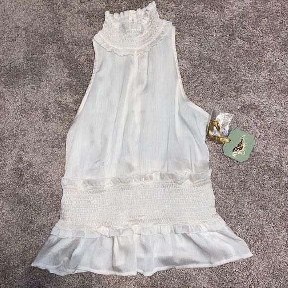 NWT Rye Grass White High Neck Blouse - Picture 1 of 3